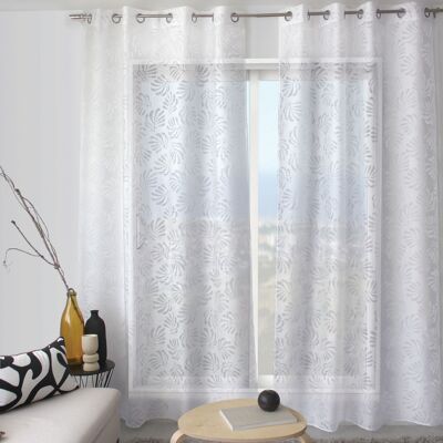 Voile blanco con ojales, blanco, estampado, etamina, colección Signature