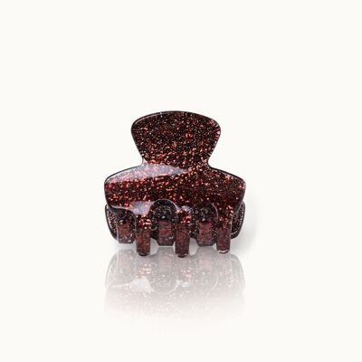 Petite pince à cheveux marron pailletée