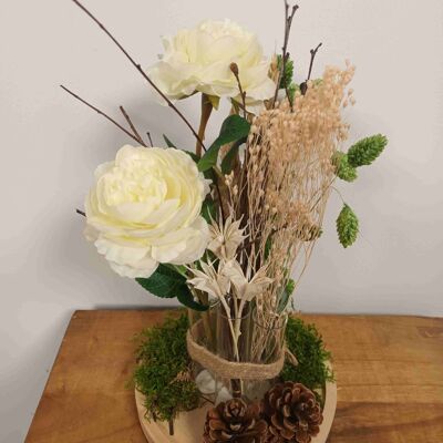 Arreglo floral decorativo con flores secas - Centro de mesa redondo - Le Forestier
