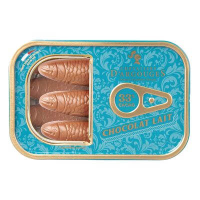 CAJA LLENA DE SARDINAS CON CHOCOLATE CON LECHE