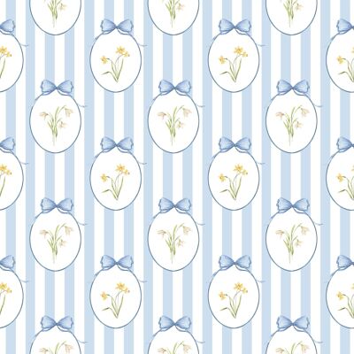 Carta da parati Coeur et Maman Snowdrops Heritage Stripe Border – Delicato motivo a bucaneve e strisce per camerette, camerette e interni tradizionali in stile Grand Millennial inglese (8×100 cm)