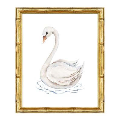 Stampa artistica da parete per cameretta Coeur et Maman - Cigno | Regalo per neonati