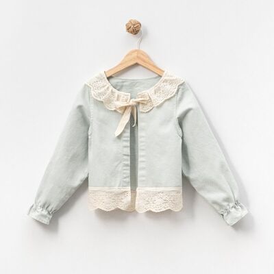 Lot de quatre vestes en lin brut pour fille avec détails en dentelle et col noué, tailles 5 à 8 ans