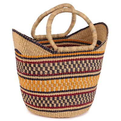 KOKOO : Panier de courses bleu marine, jaune et marron