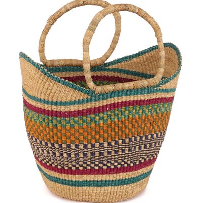 KOTOKIURO : Panier de courses orange, marron et turquoise