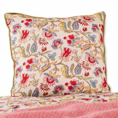 Housse de coussin réversible en coton à imprimé floral 45 cm x 45 cm