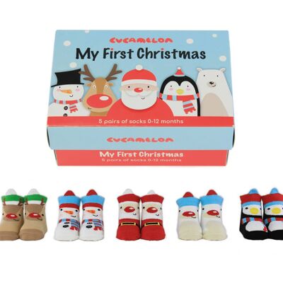 IL MIO PRIMO NATALE | 5 paia neonato | Confezione regalo | Cucamelon
