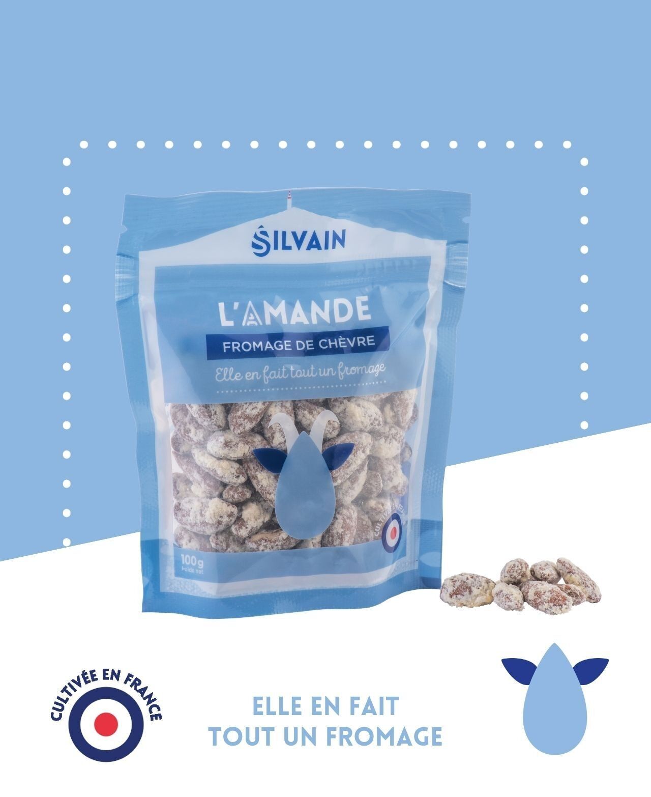 Amandes au fromage de chèvre sachet 100G