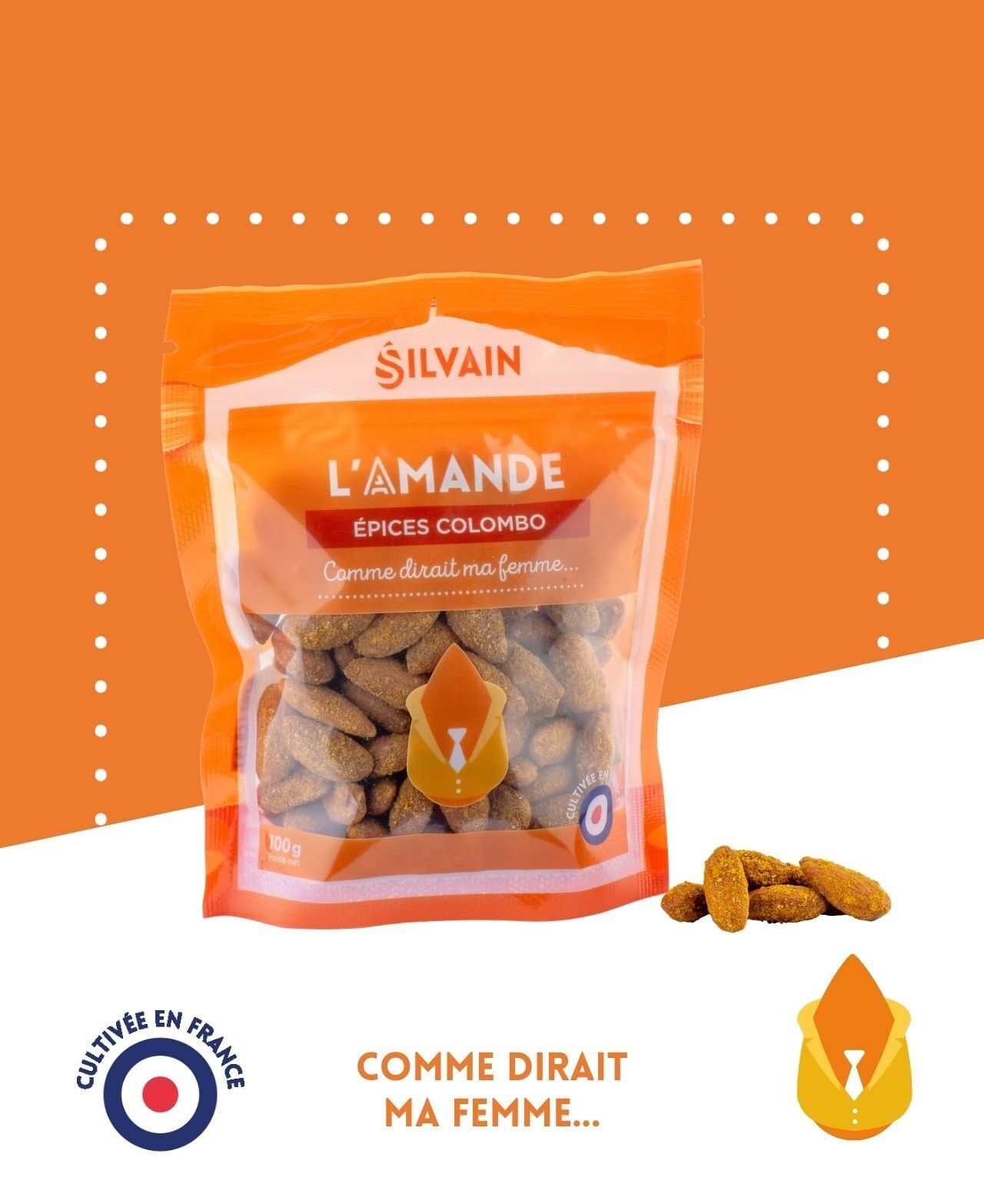 Amandes aux épices Colombo sachet 100G