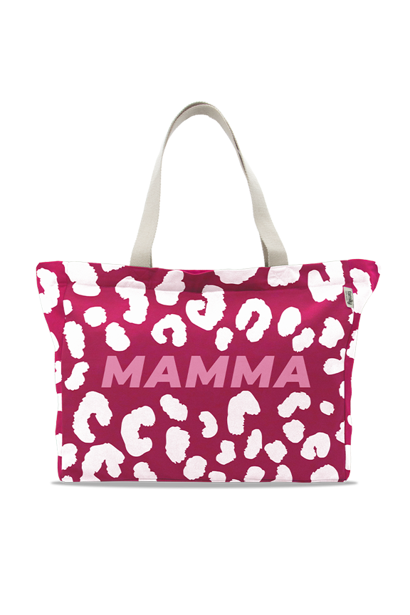 Large MAMMA leopard print tote bag