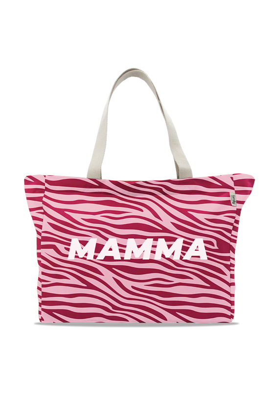 Large MAMMA zebra print tote bag