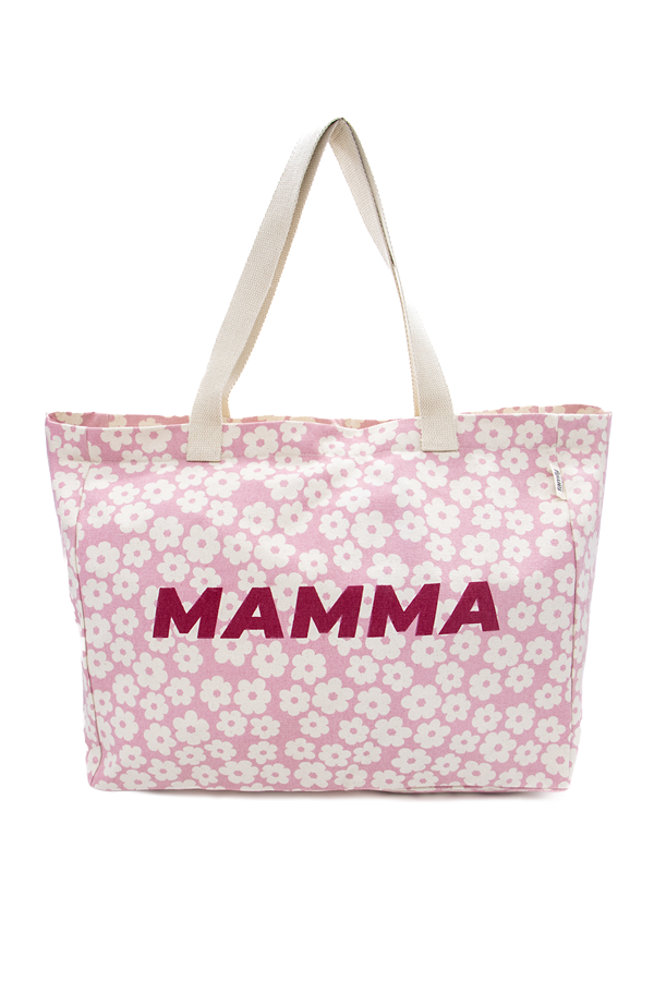 Large MAMMA tote bag with flower pattern