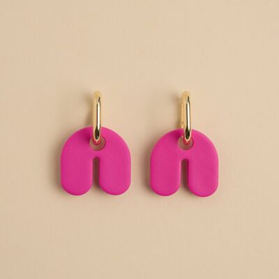 Boucles d'oreilles Arché (petites) - Boucles d'oreilles en argile faites à la main - Créoles dorées - Bijoux colorés, hypoallergéniques et imperméables - LYHO