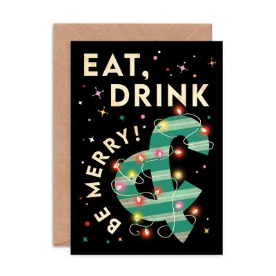 Eat, Drink & Be Greeting Card - A6 Illustrated Christmas Card