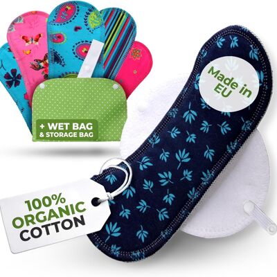 Compresas reutilizables de algodón orgánico para flujo ligero (mini) (tamaño pequeño y mediano)