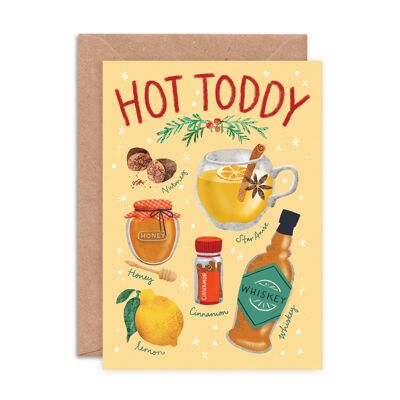 Carte de vœux avec recette de grog chaud - Carte de Noël illustrée A6