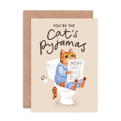 Tarjetas de felicitación de pijamas de gato: tarjeta divertida de amor y amistad