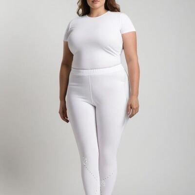 Legging blanc ajouré grande taille (B135)