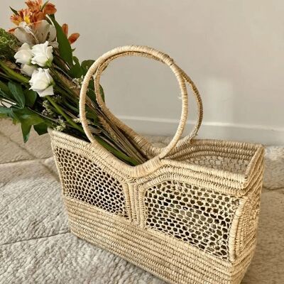 Borsa rettangolare in rattan con manici rotondi – Naturale ed elegante