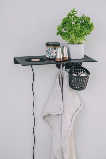 wiSHELF, black,w.coathanger incl wiCHARG 2