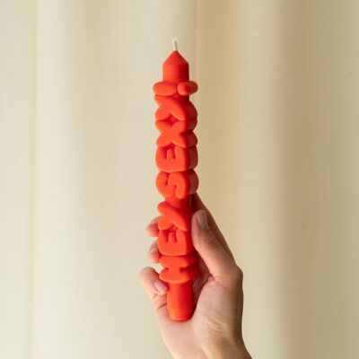 Vela cónica ¡HOLA SEXY!|Hecho a mano | Vela artesanal | Vela grande 3D | Negro, naranja, marrón