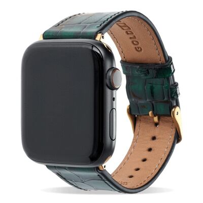 Cinturino per Apple Watch Verde Milano (adattatore oro) 42/44/45mm