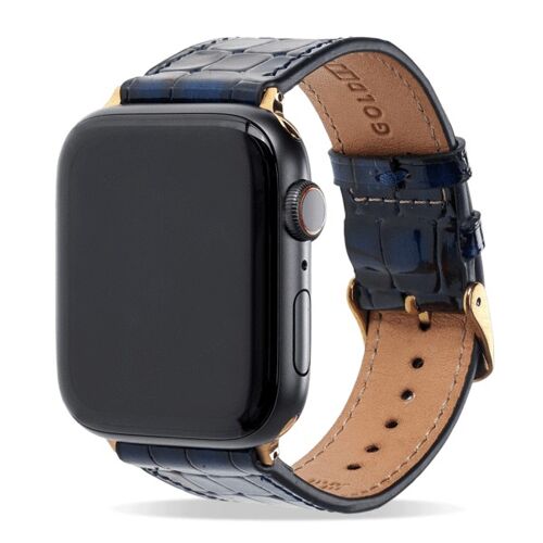 Apple Watch Armband Milano blau (Adapter gold) 42/44/45mm