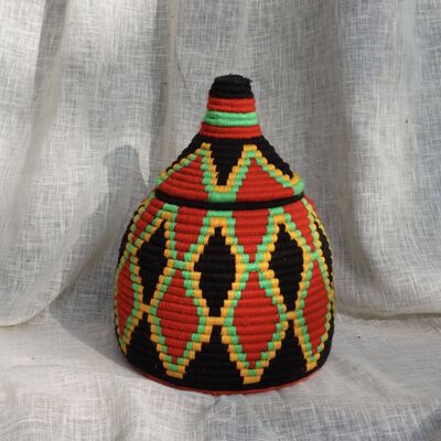 Panier à tajine berbère tissé à la main – Rangement décoratif coloré