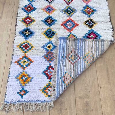 Tappeto berbero multicolore a rombi – Runner in lana marocchina intrecciata a mano