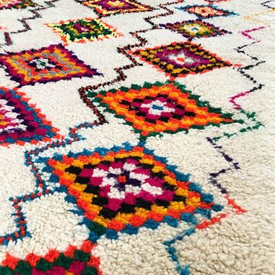 Tappeto marocchino a rombi pixel colorati – Tappeto berbero in lana tessuto a mano
