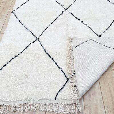 Tappeto classico Beni Ourain – Tappeto marocchino in lana con linee incrociate