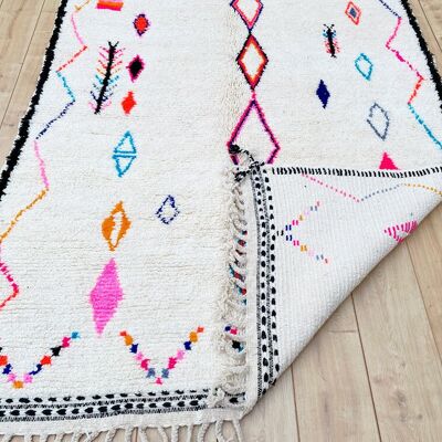 Tapis marocain en laine avec losanges colorés – Tapis berbère tissé à la main