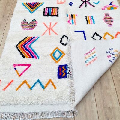 Tappeto simbolo berbero – Tappeto marocchino multicolore in lana con motivi tribali