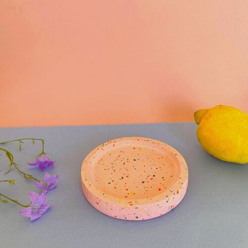 Petit plateau rond Terrazzo Confetti rose