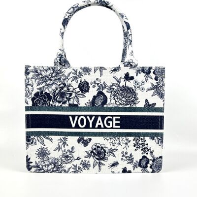 BOLSO TOTE GRANDE DE TOILE DE JOUY CON DISEÑO FLORAL DE MODA "TRAVEL"