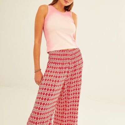 Pantaloni con elastico in vita a pois rossi