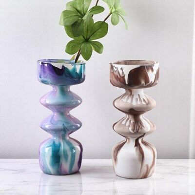 Portacandele effetto marmo | Vaso per fiori idroponici