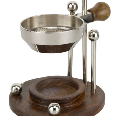 Recipiente para ahumar con colador, madera + niquelado/ regulable