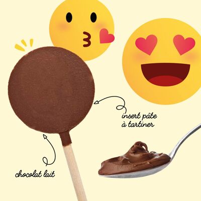 Chocodic - The Smiley milk chocolate lollipop with homemade spread inside - With holder for 10 lollipops