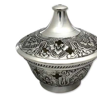 Vase à fumer en laiton plaqué argent antique