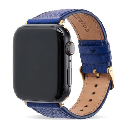 Apple Watch Armband Nappa blau (Adapter gold) 42/44/45mm