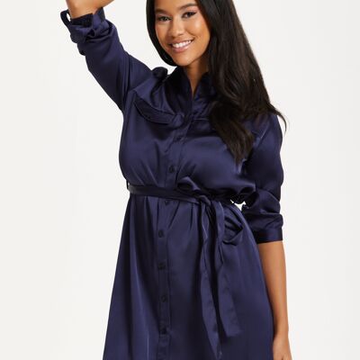 Mini abito blu navy con cintura