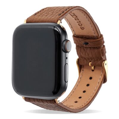 Apple Watch Armband Nappa braun (Adapter gold) 42/44/45mm