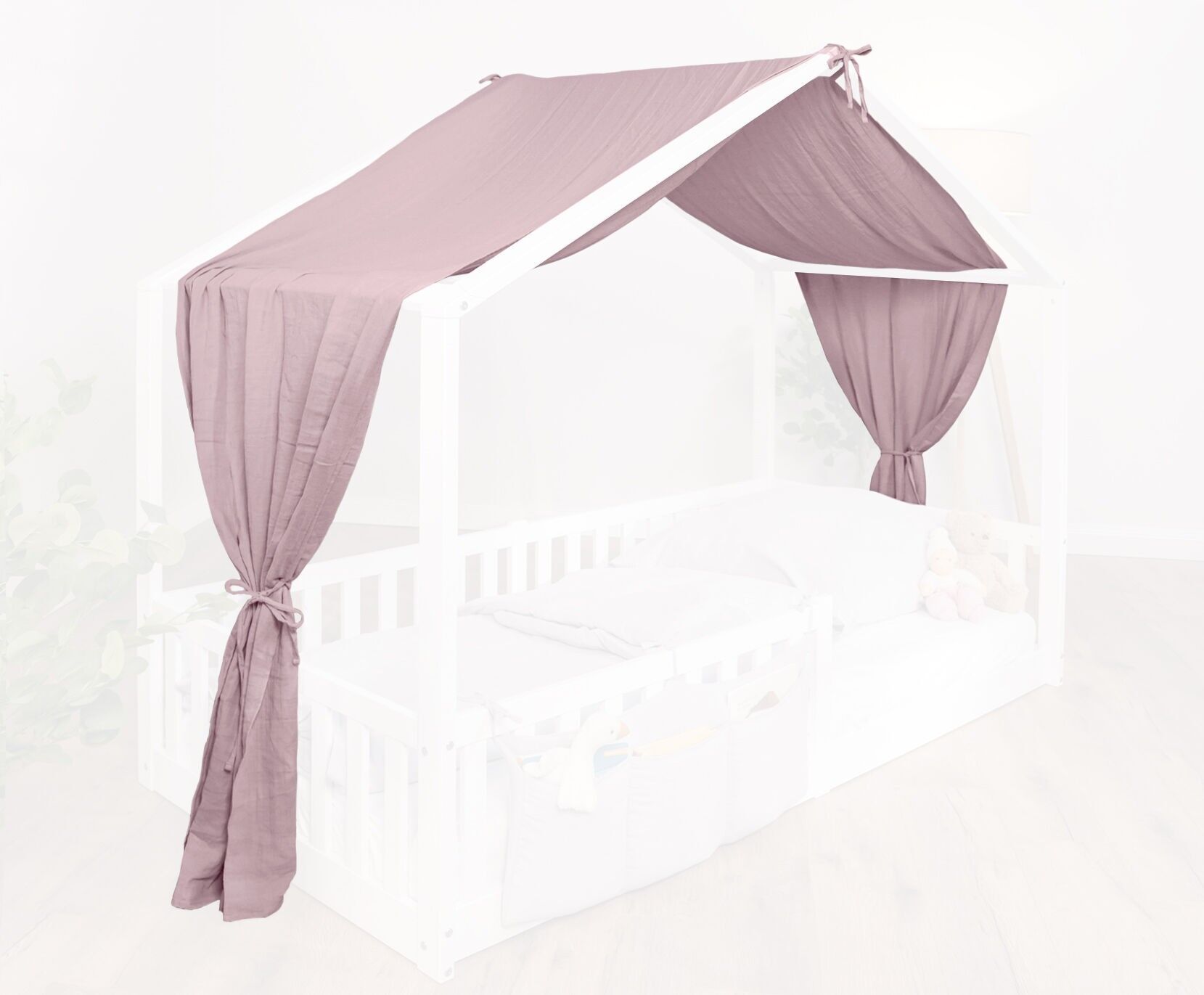 tiSsi® Baldachin Musselin für Hausbetten 90x200 cm altrosa