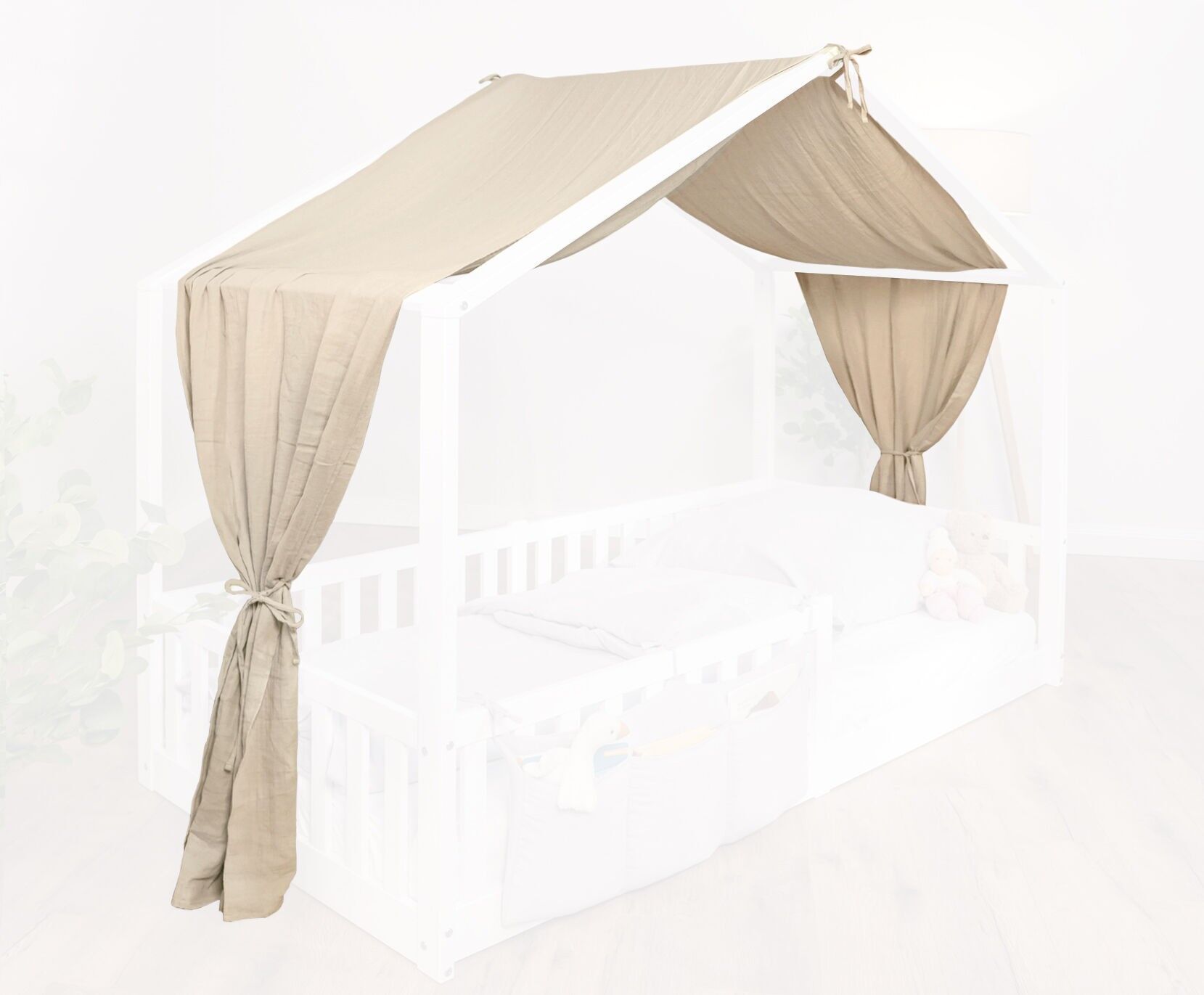 tiSsi® Baldachin Musselin für Hausbetten 90x200 cm creme