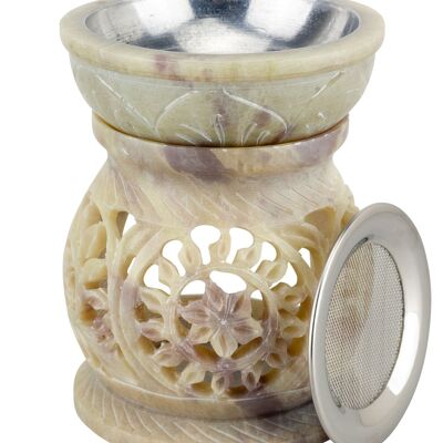 Recipiente para ahumar de esteatita con colador y cuenco de metal