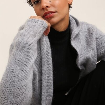 Cardigan à capuche en laine mohair