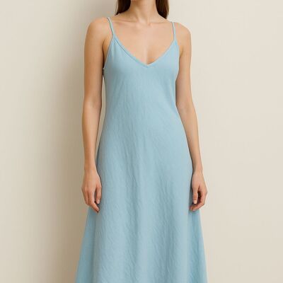 ROBE NUISETTE 100 % LIN COUPE EN BIAIS