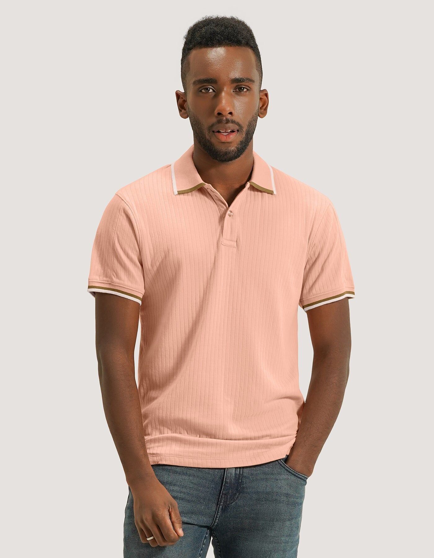 Polo da designer testurizzata rosa