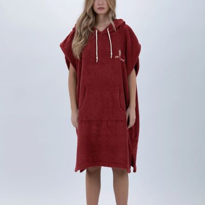 Poncho Surf - Cor Bordô - Tamanho Médio - Algodão - sin mangas